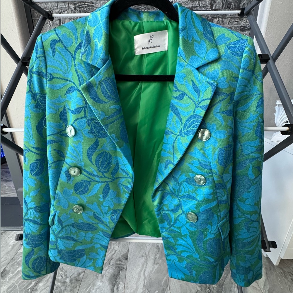 Blue and Green Women's Jacket